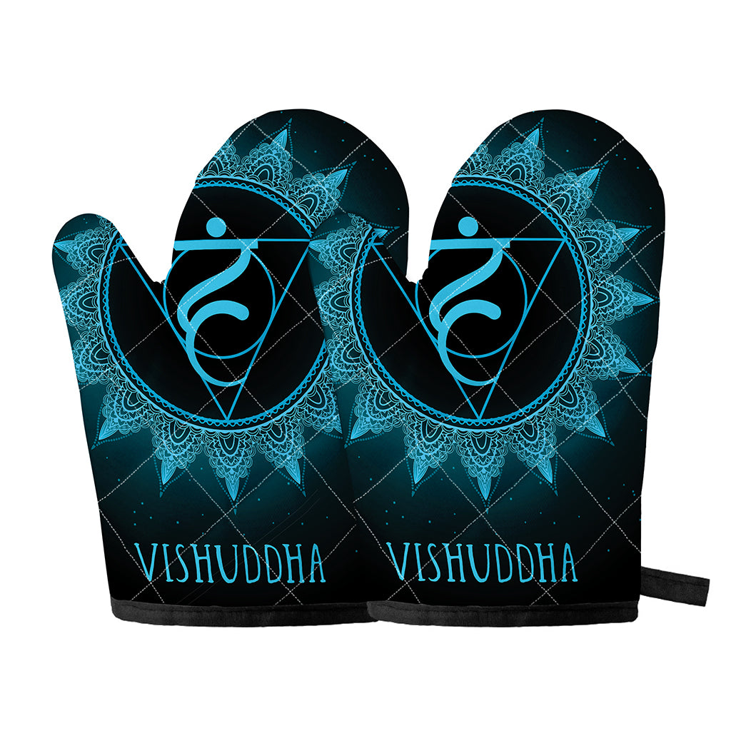 Vishuddha Chakra Symbol Print Oven Mitts