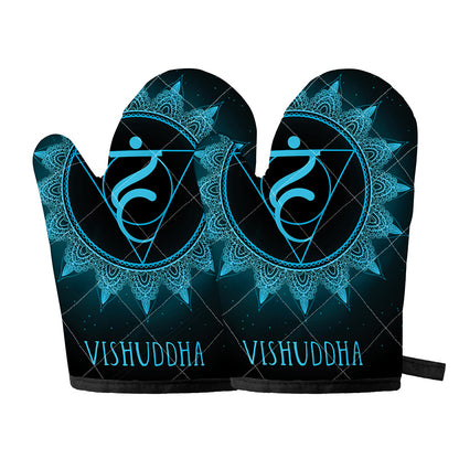 Vishuddha Chakra Symbol Print Oven Mitts
