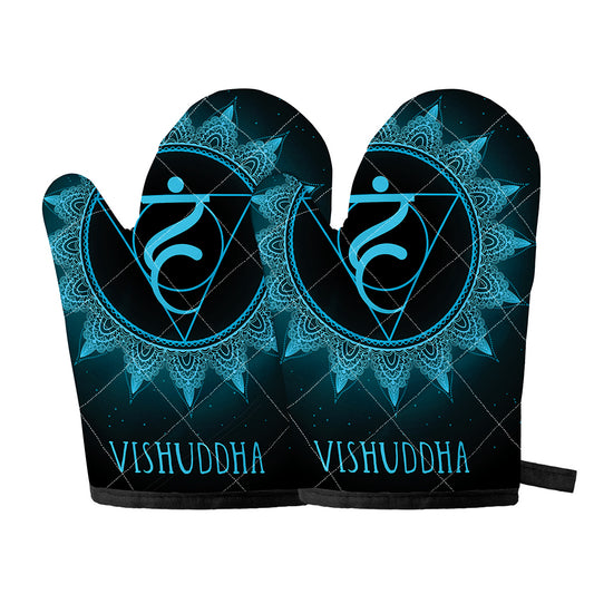 Vishuddha Chakra Symbol Print Oven Mitts