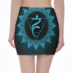 Vishuddha Chakra Symbol Print Pencil Mini Skirt