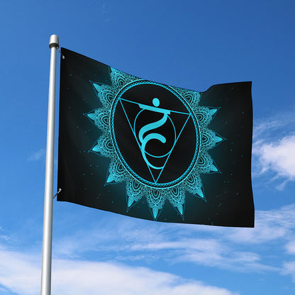 Vishuddha Chakra Symbol Print Polyester Flag