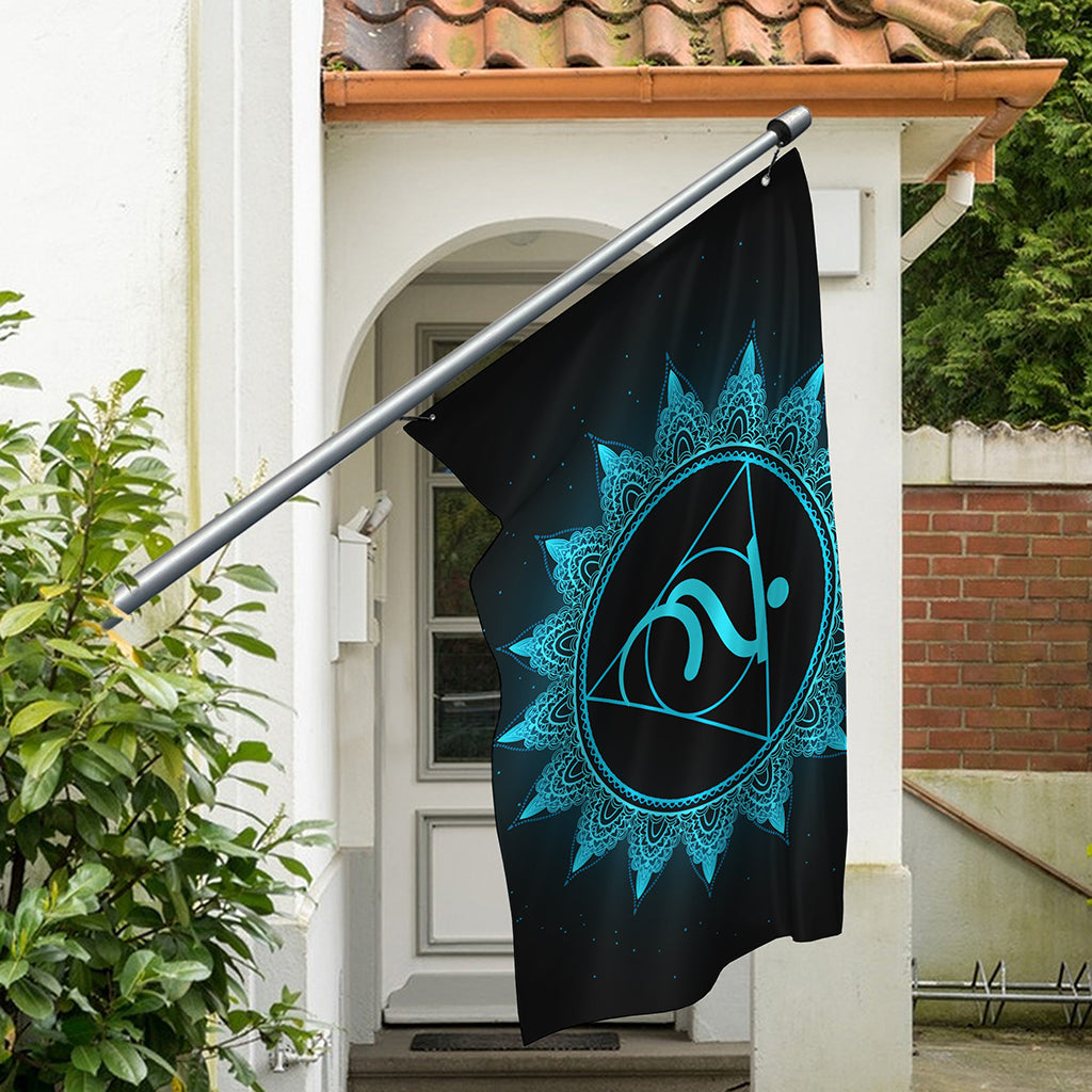 Vishuddha Chakra Symbol Print Polyester Flag