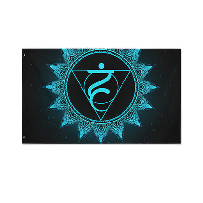 Vishuddha Chakra Symbol Print Polyester Flag
