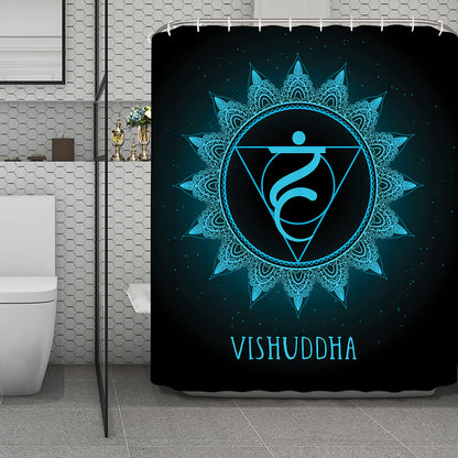 Vishuddha Chakra Symbol Print Polyester Shower Curtain