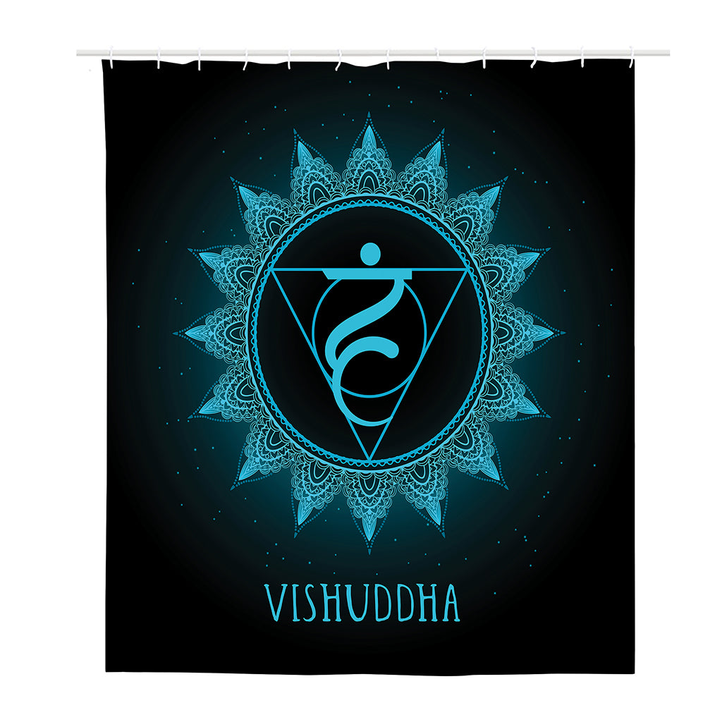 Vishuddha Chakra Symbol Print Polyester Shower Curtain