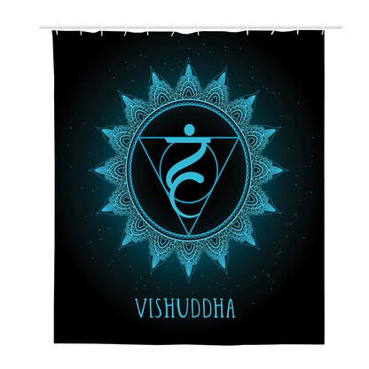 Vishuddha Chakra Symbol Print Polyester Shower Curtain