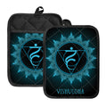 Vishuddha Chakra Symbol Print Pot Holders With Pocket