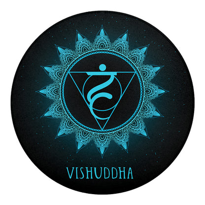 Vishuddha Chakra Symbol Print Round Blanket
