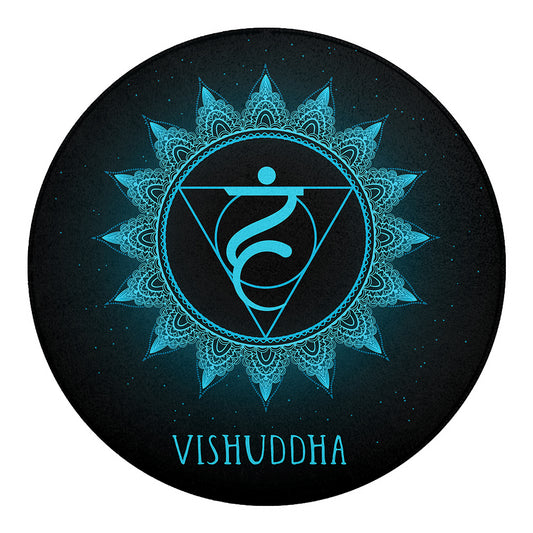 Vishuddha Chakra Symbol Print Round Blanket