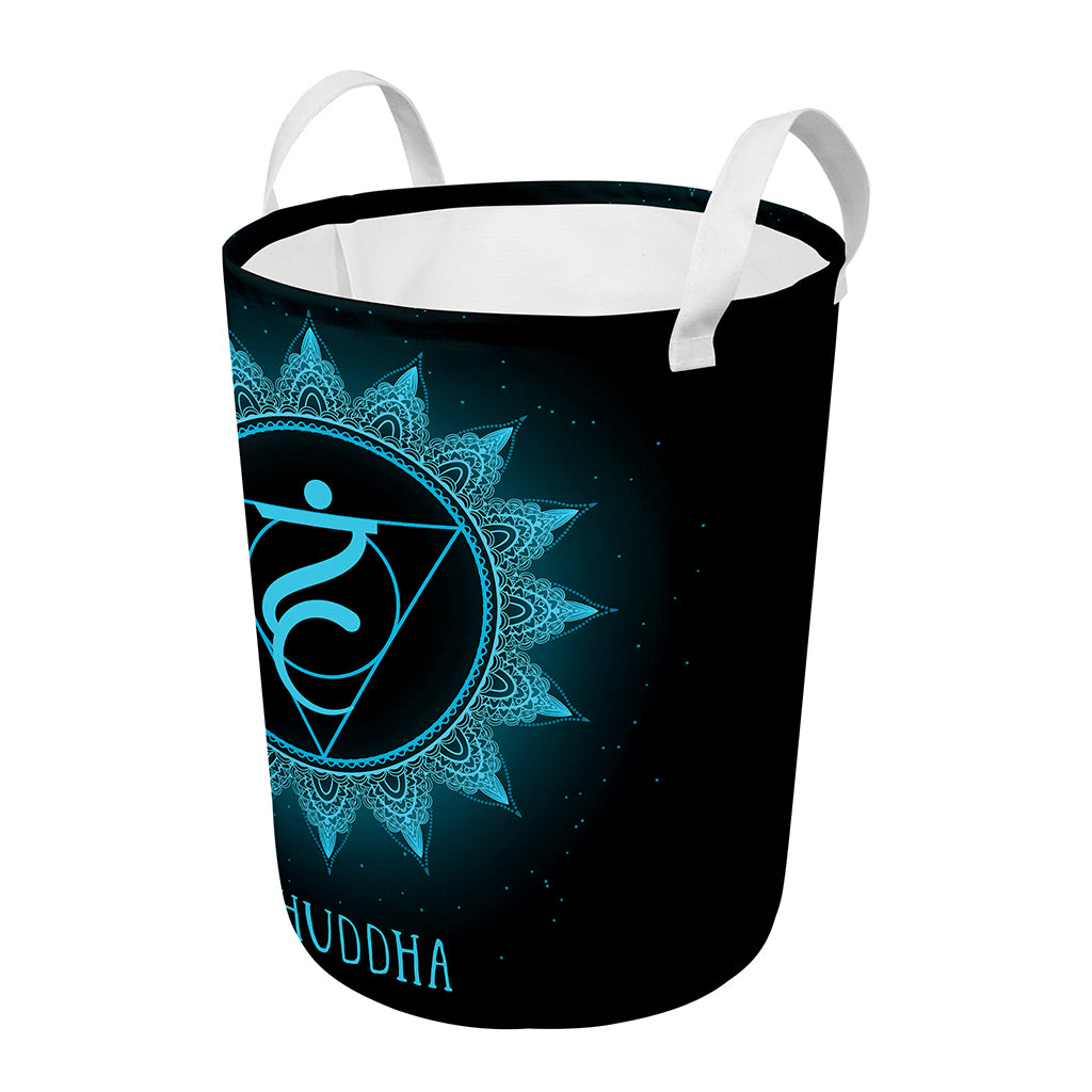 Vishuddha Chakra Symbol Print Round Laundry Basket