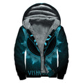 Vishuddha Chakra Symbol Print Sherpa Lined Zip Up Hoodie