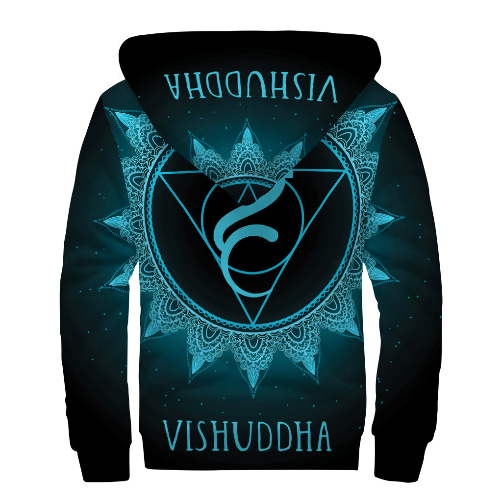 Vishuddha Chakra Symbol Print Sherpa Lined Zip Up Hoodie
