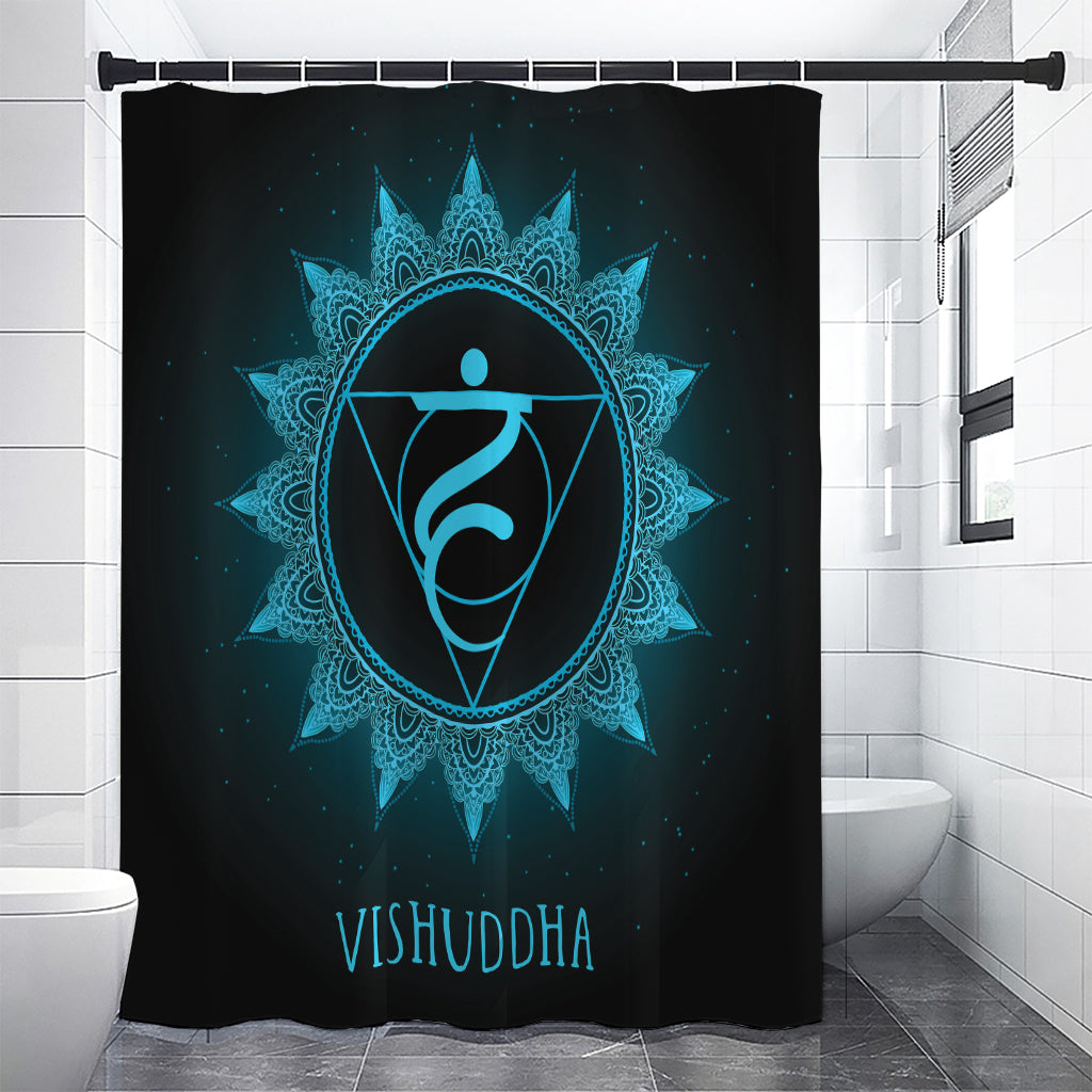 Vishuddha Chakra Symbol Print Shower Curtain