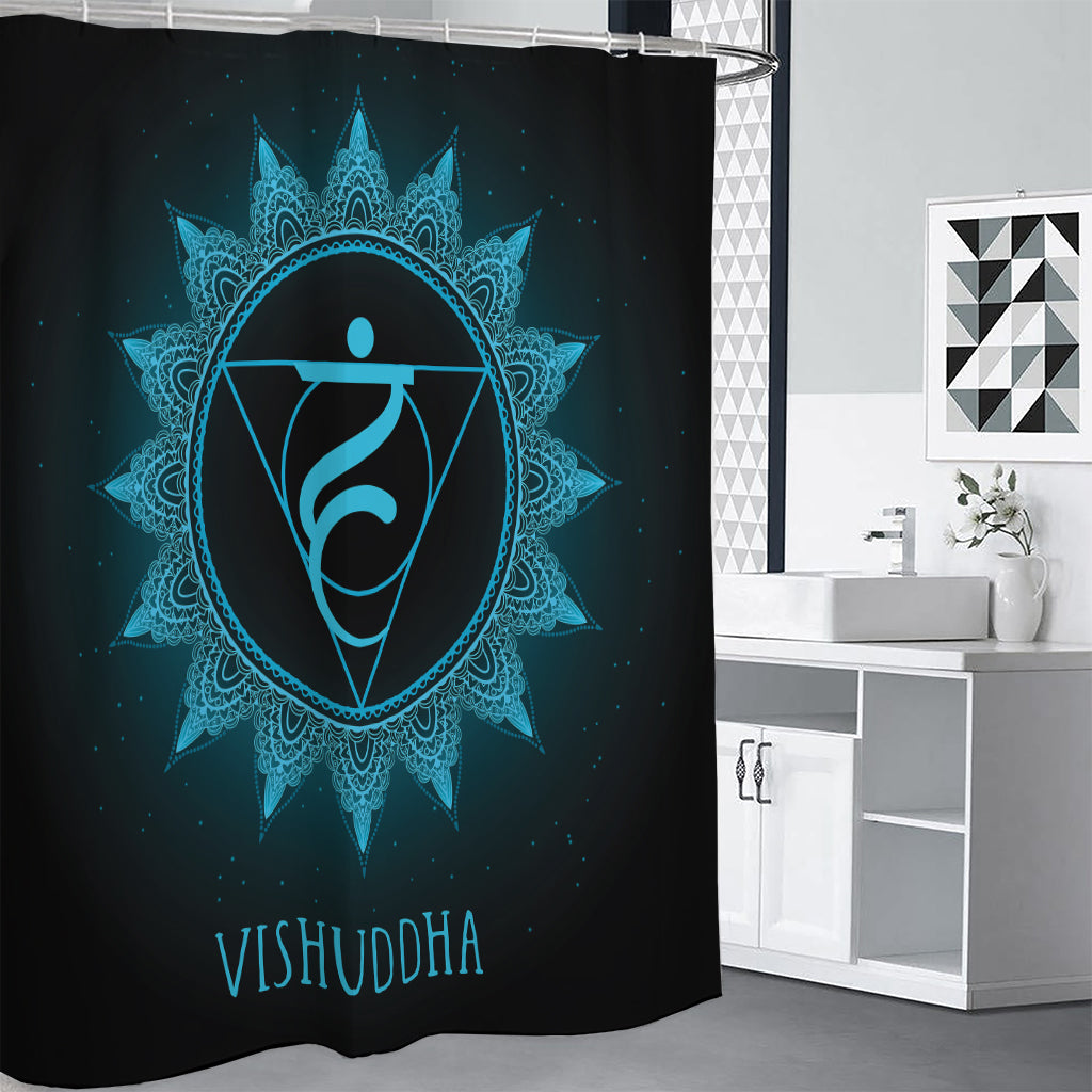Vishuddha Chakra Symbol Print Shower Curtain