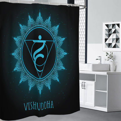 Vishuddha Chakra Symbol Print Shower Curtain