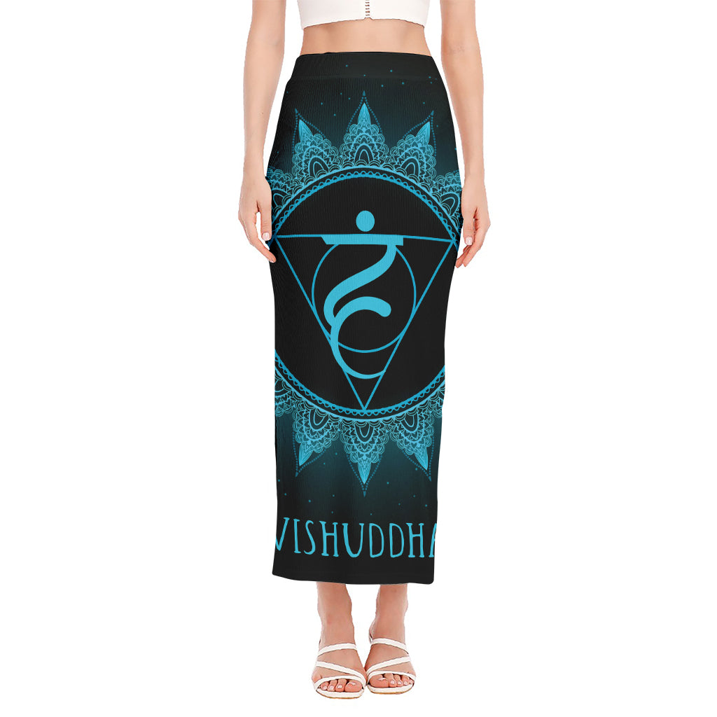 Vishuddha Chakra Symbol Print Side Slit Maxi Skirt