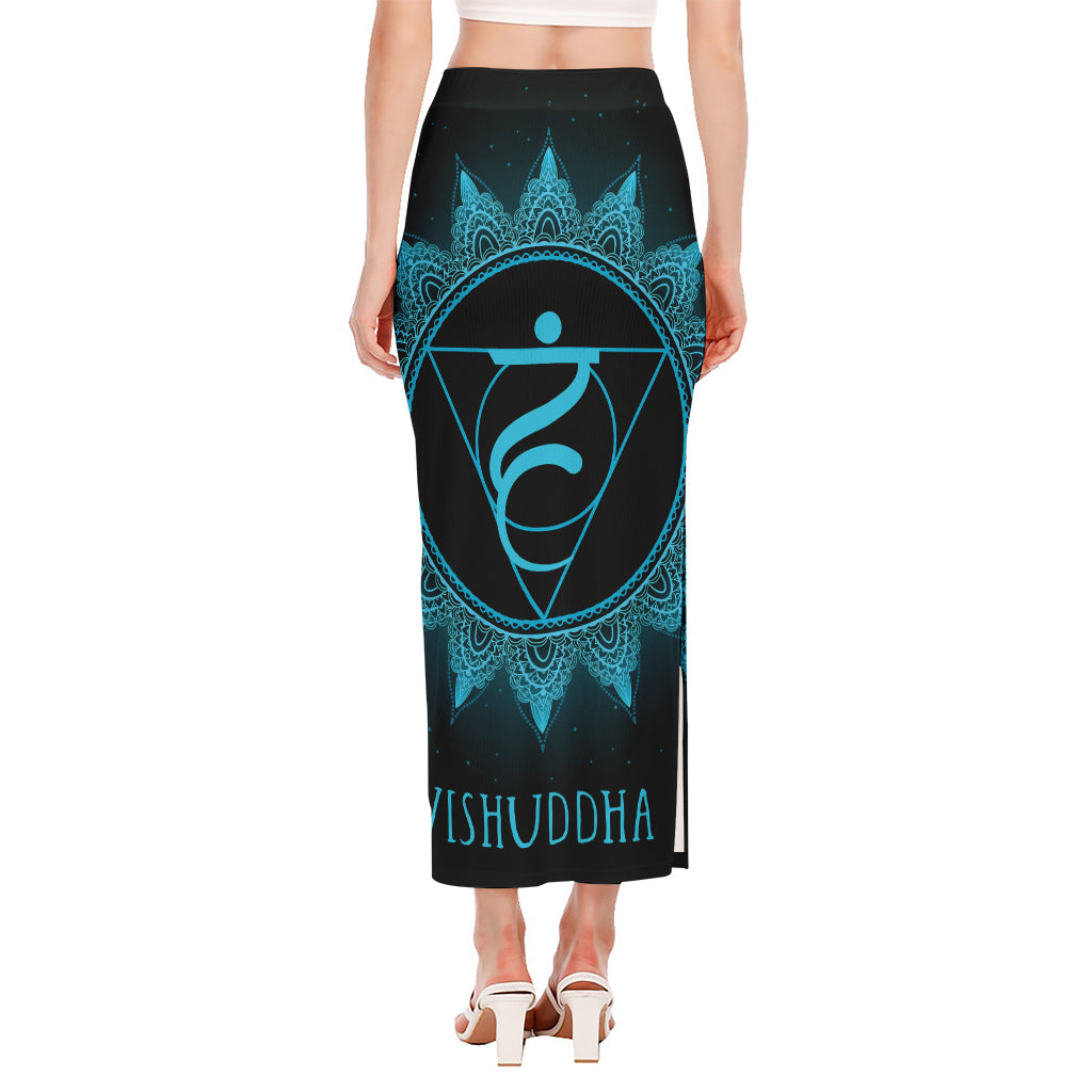 Vishuddha Chakra Symbol Print Side Slit Maxi Skirt