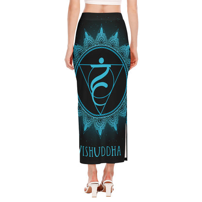 Vishuddha Chakra Symbol Print Side Slit Maxi Skirt