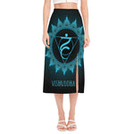 Vishuddha Chakra Symbol Print Side Slit Midi Skirt