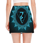 Vishuddha Chakra Symbol Print Side Slit Mini Skirt