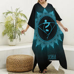 Vishuddha Chakra Symbol Print Silk V-Neck Kaftan Dress