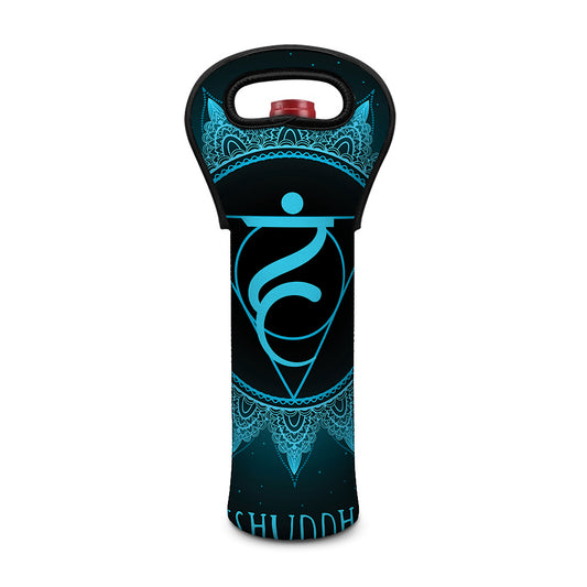 Vishuddha Chakra Symbol Print Single Neoprene Wine Tote