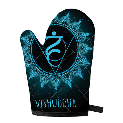 Vishuddha Chakra Symbol Print Single Oven Mitt
