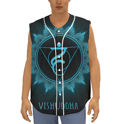 Vishuddha Chakra Symbol Print Sleeveless Baseball Jersey