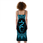 Vishuddha Chakra Symbol Print Slim Fit Midi Cami Dress