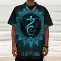 Vishuddha Chakra Symbol Print Textured Short Sleeve Shirt
