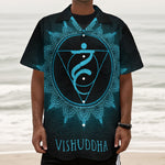 Vishuddha Chakra Symbol Print Textured Short Sleeve Shirt