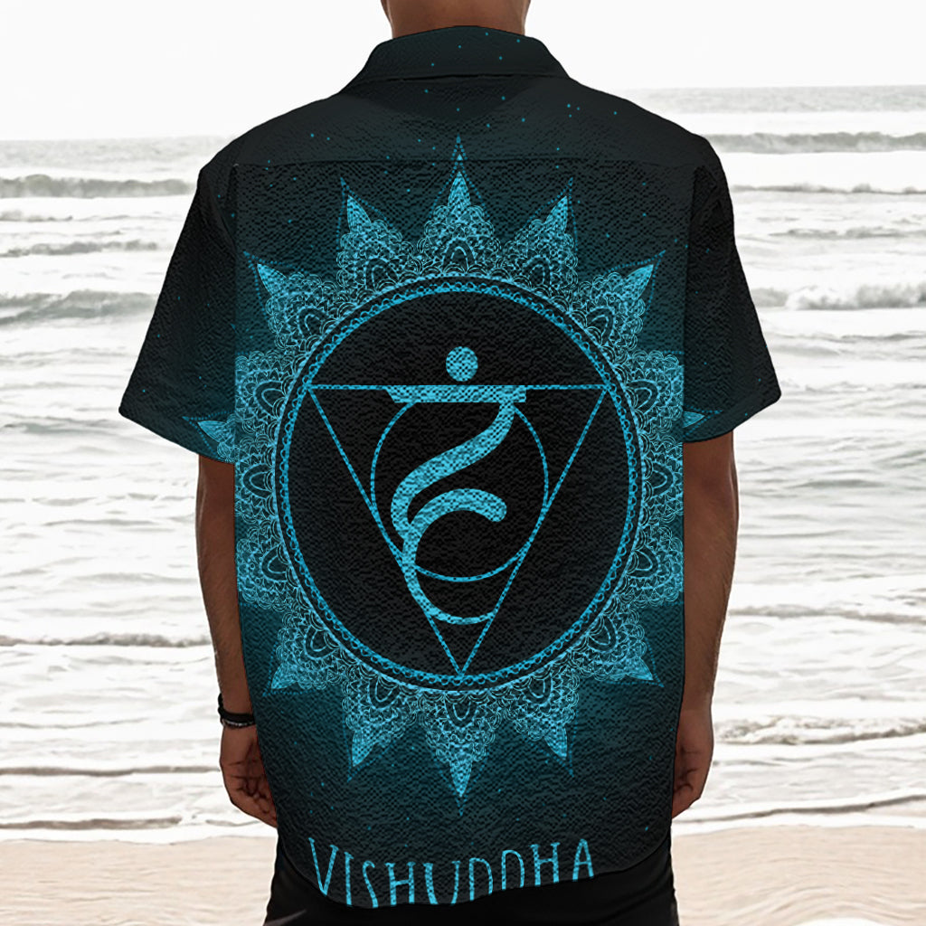 Vishuddha Chakra Symbol Print Textured Short Sleeve Shirt