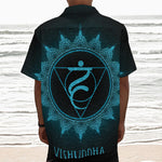 Vishuddha Chakra Symbol Print Textured Short Sleeve Shirt