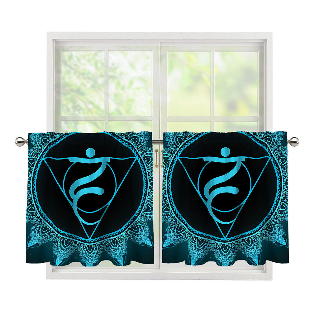 Vishuddha Chakra Symbol Print Tier Curtains