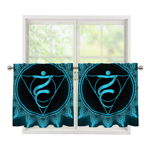 Vishuddha Chakra Symbol Print Tier Curtains