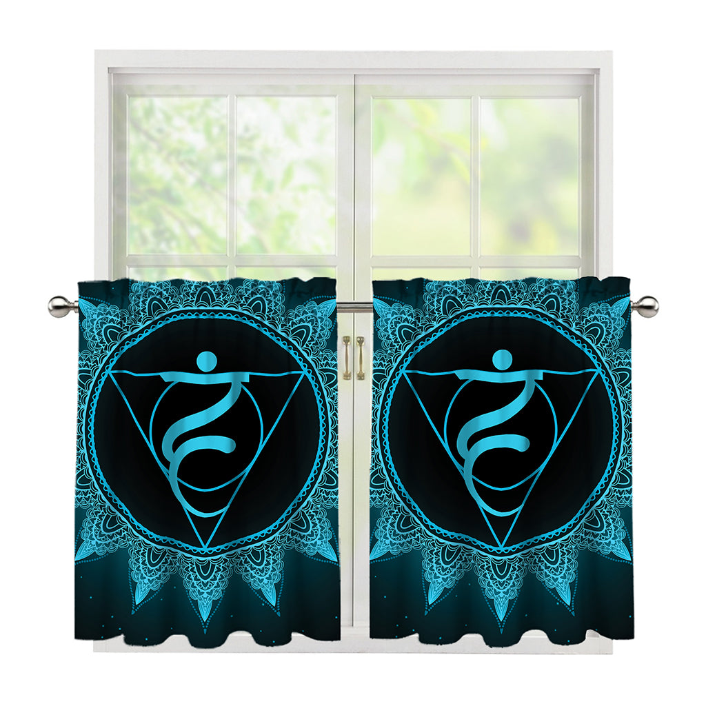 Vishuddha Chakra Symbol Print Tier Curtains