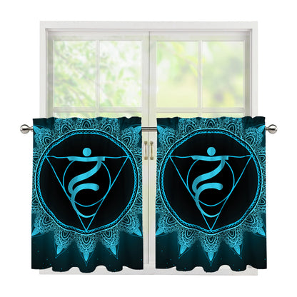 Vishuddha Chakra Symbol Print Tier Curtains