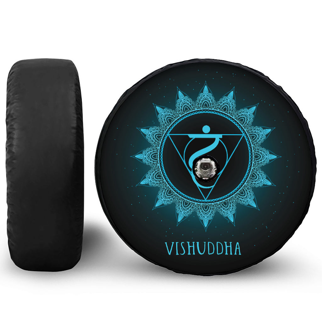Vishuddha Chakra Symbol Print Tire Cover With Camera Hole