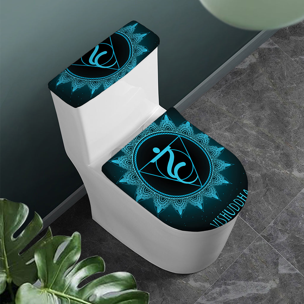 Vishuddha Chakra Symbol Print Toilet Lid And Tank Cover Set