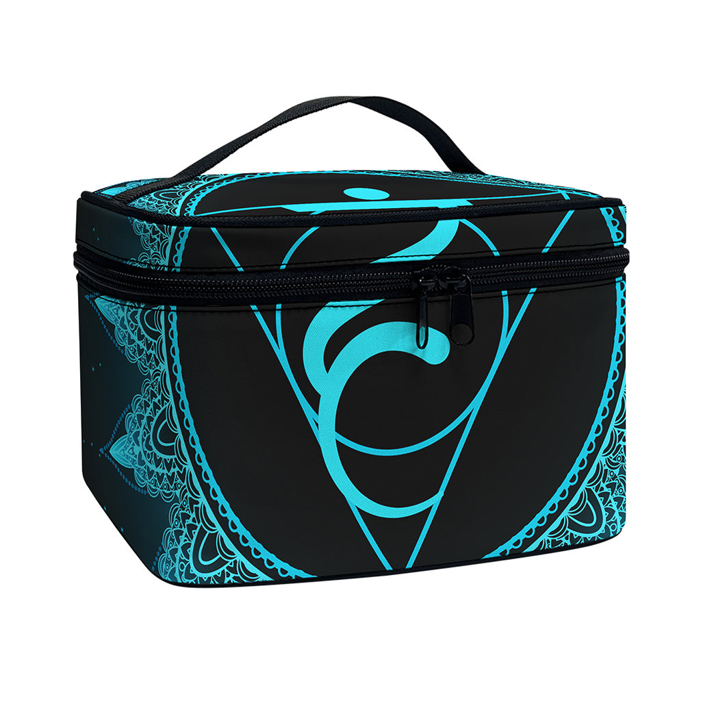 Vishuddha Chakra Symbol Print Travel Makeup Bag