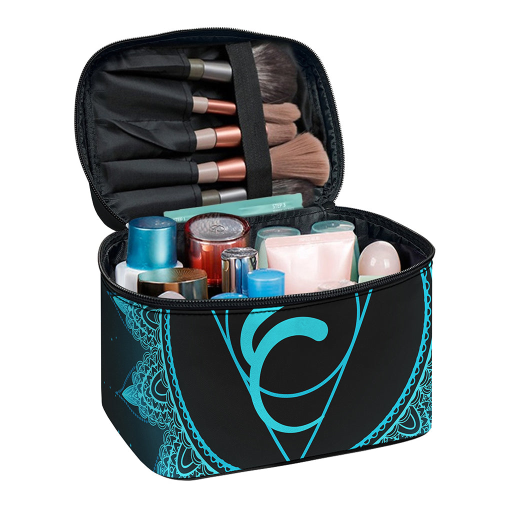 Vishuddha Chakra Symbol Print Travel Makeup Bag