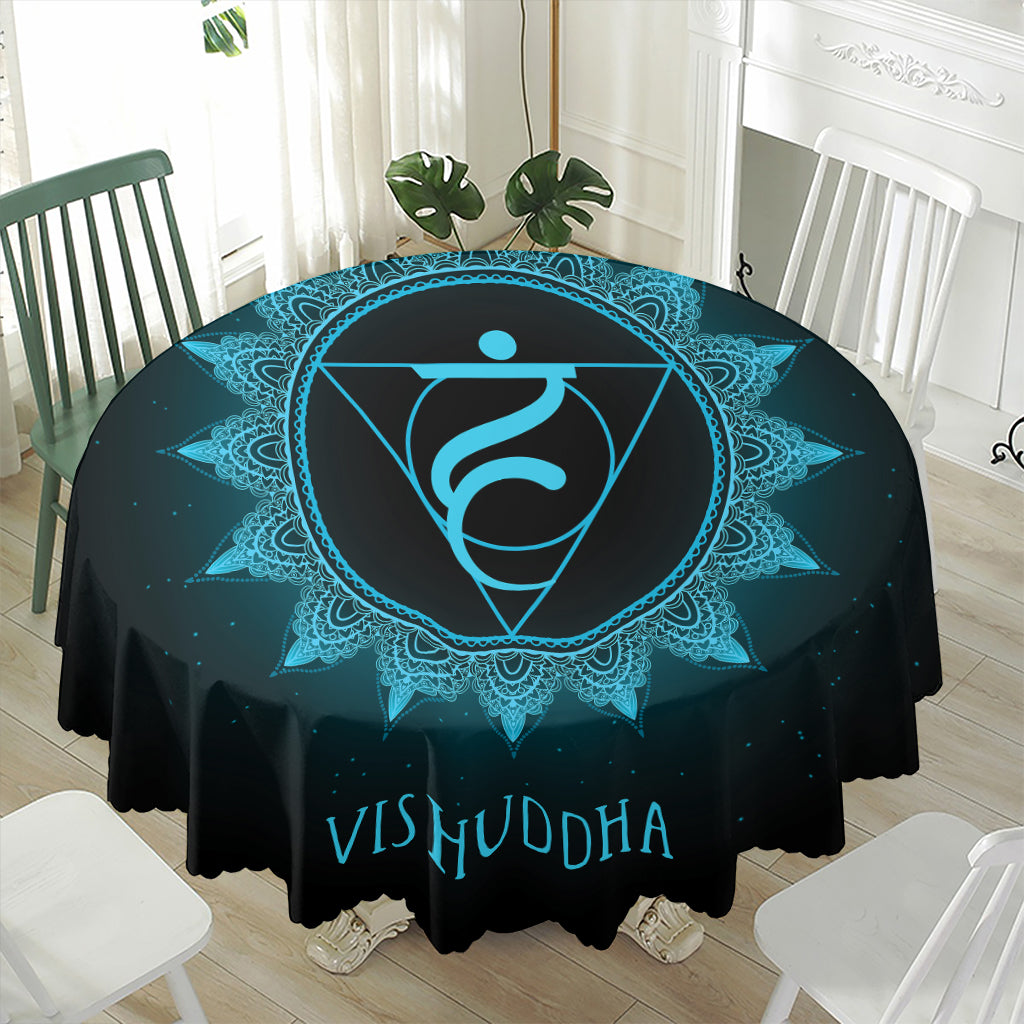 Vishuddha Chakra Symbol Print Waterproof Round Tablecloth