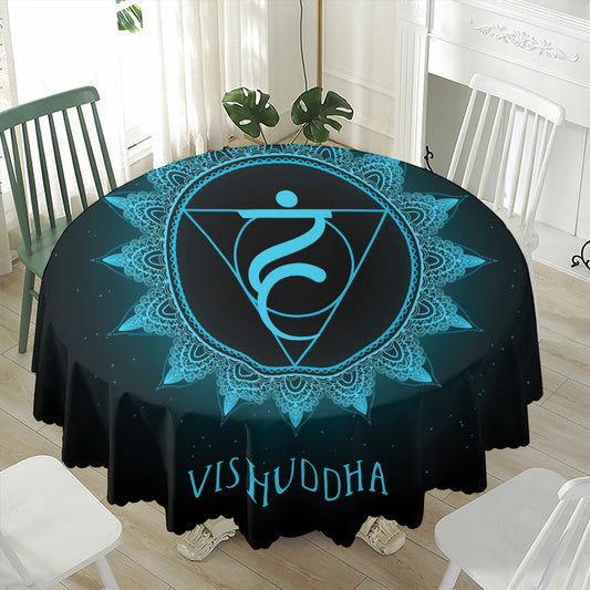 Vishuddha Chakra Symbol Print Waterproof Round Tablecloth