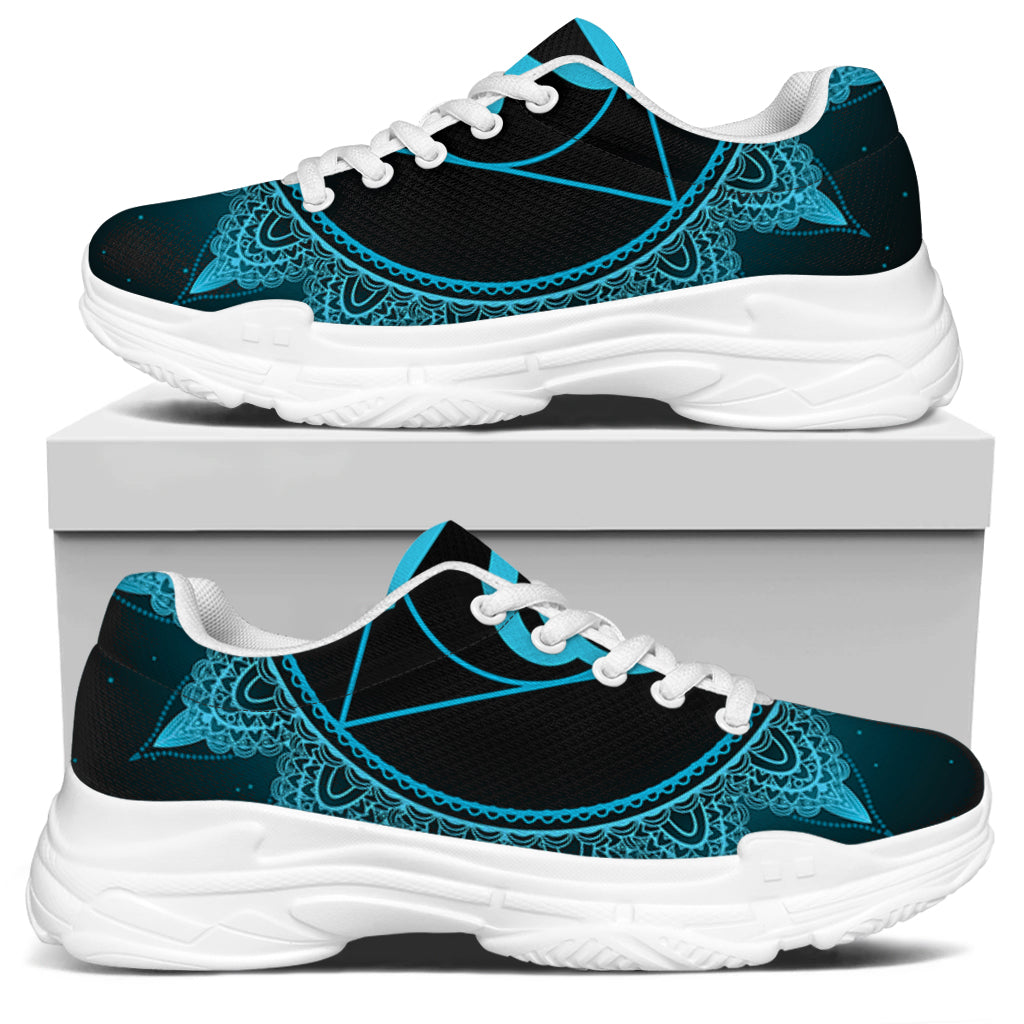 Vishuddha Chakra Symbol Print White Chunky Shoes