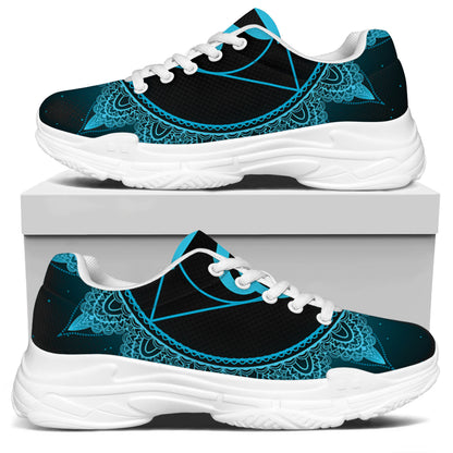 Vishuddha Chakra Symbol Print White Chunky Shoes