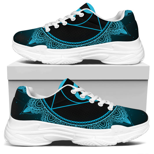 Vishuddha Chakra Symbol Print White Chunky Shoes