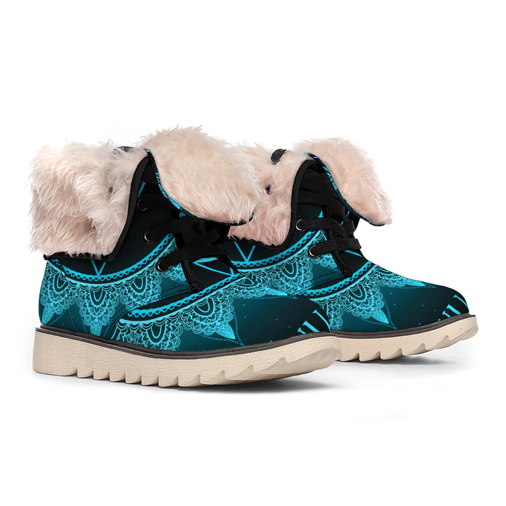 Vishuddha Chakra Symbol Print Winter Boots