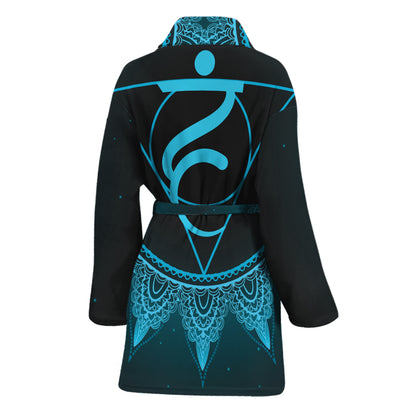 Vishuddha Chakra Symbol Print Women's Bathrobe