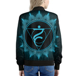 Vishuddha Chakra Symbol Print Women's Bomber Jacket