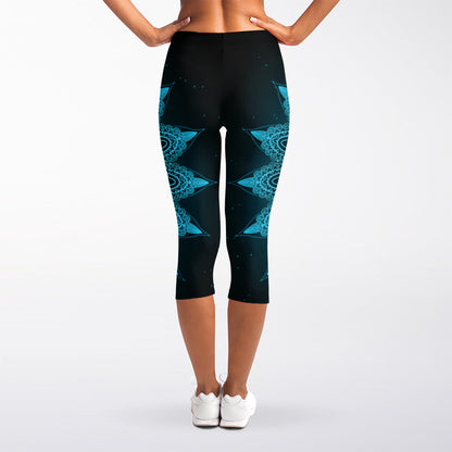Vishuddha Chakra Symbol Print Women's Capri Leggings